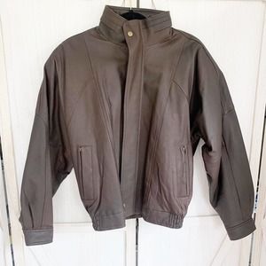 Expressions Worldwide Vintage Men's Leather Jacket Coat Brown Small Pockets